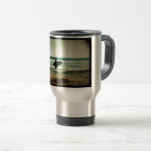 Mug De Voyage Silhouette Surfer de style vintage (Devant droit)