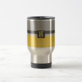 Mug De Voyage Simple deux tons jaune et gris Initiales Monogramm (Centre)