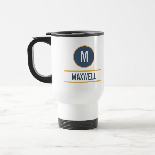 Mug De Voyage Simple initial moderne | Nom du monogramme personn (Gauche)