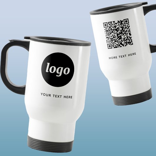 Mug De Voyage Simple Logo Texte et QR Code Business Promotionnel