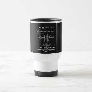 Mug De Voyage Simple mais élégant : Linge noir avec Monogramme