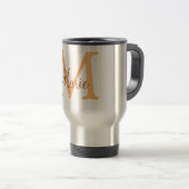 Mug De Voyage simple minimal ajouter nom monogramme orange marro (Devant droit)
