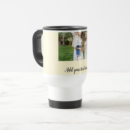 Mug De Voyage simple minimum ajouter notre photo collage nom tex (Devant gauche)
