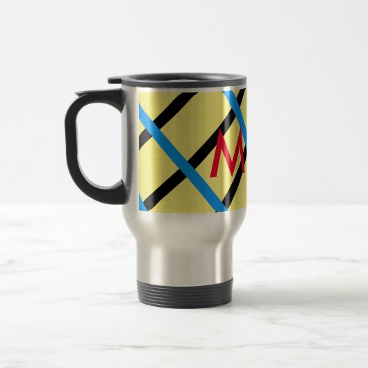 Mug De Voyage Simple monogramme ajouter votre nom lettre man min (Gauche)