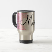 Mug De Voyage simple rose clair minimal ajouter votre nom texte (Devant gauche)