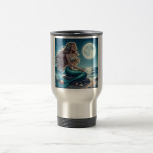 Mug De Voyage Sirène sur la plage la nuit