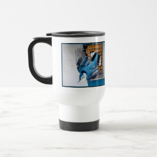 Mug De Voyage Sittelle à poitrine blanche dans la neige - Photo