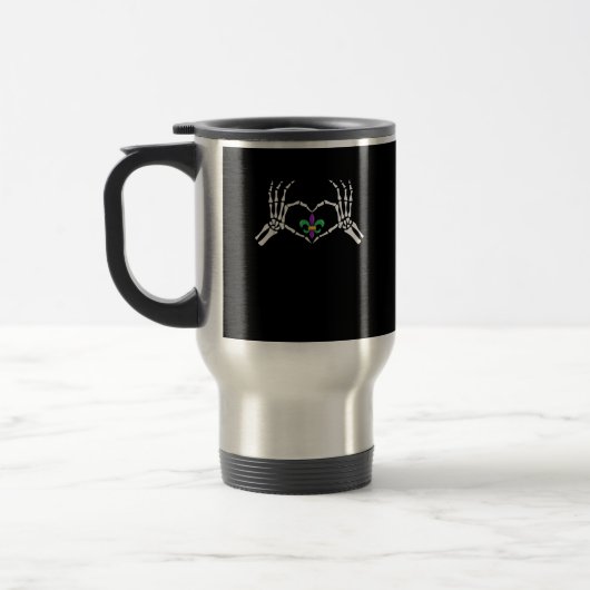 Mug De Voyage Skeleton Coeur main Mardi Gras (Gauche)