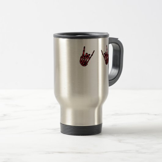 Mug De Voyage Skeleton Hand Heart Roll & Red Classic (Devant droit)