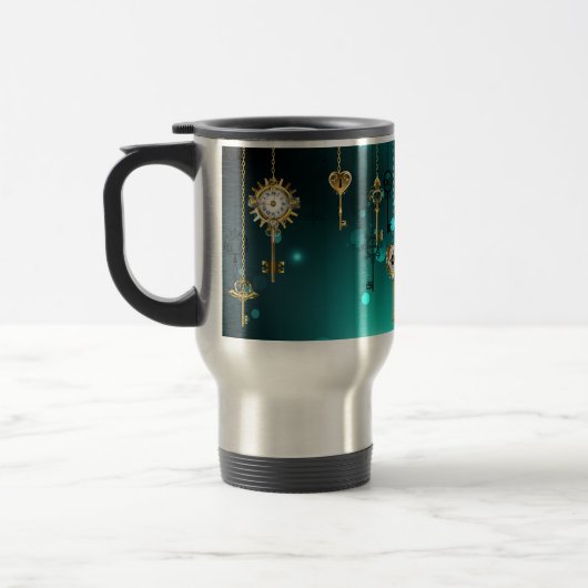 Mug De Voyage Skeleton Keys on Green Background (Gauche)