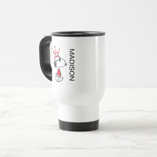 Mug De Voyage Snoopy - Joe Cool Crown | Ajouter Votre Nom (Devant gauche)