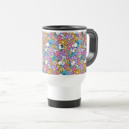 Mug De Voyage Snoopy & Motif de fleurs de bois (Devant droit)