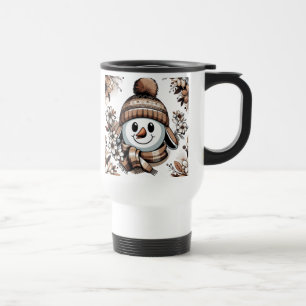 Mug De Voyage Snowman : Conception florale symétrique avec hiver