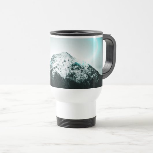 Mug De Voyage Snowy mountain mysterious blue neon light (Devant droit)