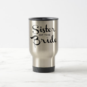 Mug De Voyage Soeur de noir de jeune mariée sur le blanc