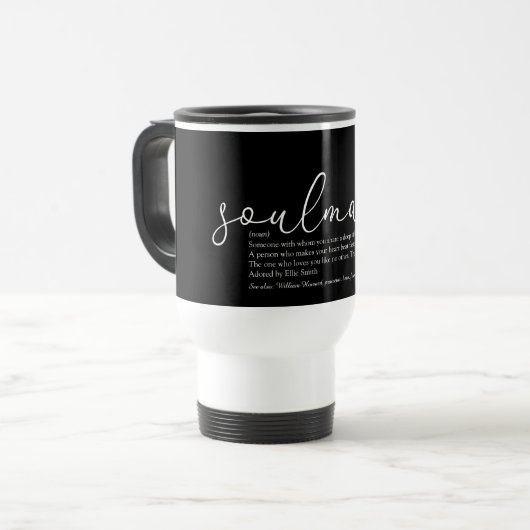 Mug De Voyage Soulmate Définition Chic Script Red Love Heart (Devant gauche)