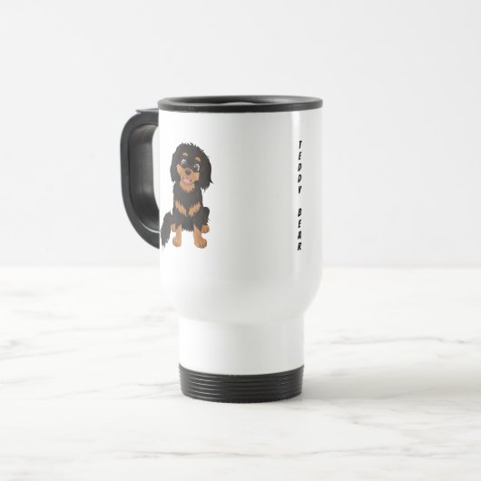 Mug De Voyage Spaniel noir et tan Cavalier personnalisé (Devant gauche)
