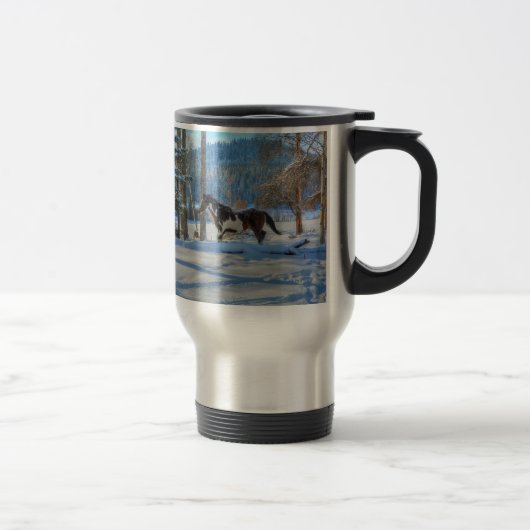 Mug De Voyage Stallion Pinto Paint & Neige d'hiver (Droit)
