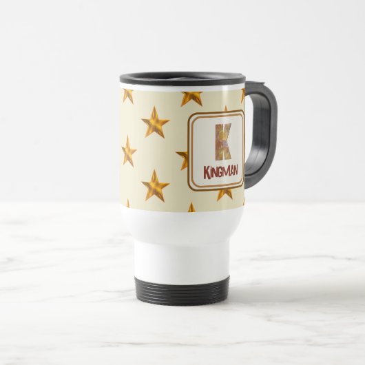 Mug De Voyage Star Patchwork Nom K Monogramme initial (Devant droit)