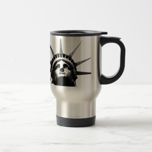 Mug De Voyage Statue noire et blanche de la Liberté (Droit)