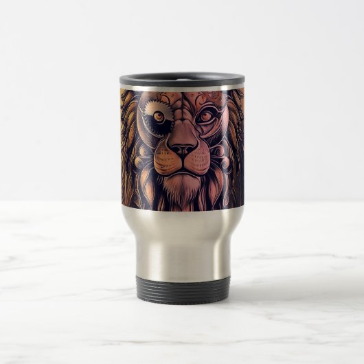Mug De Voyage Steampunk Couleur Gradient Lion Rustique (Centre)