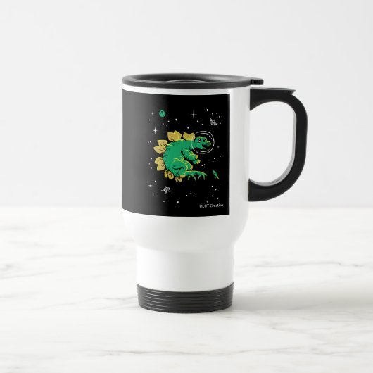 Mug De Voyage Stegosaurus Dinos Tan Vert Dans L'Espace (Droite)