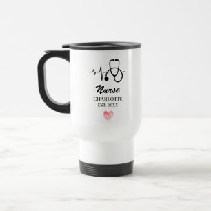 Mug De Voyage Stéthoscope Battement de coeur Infirmière Docteur