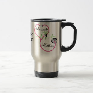 Mug De Voyage Stethoscope rose Soins infirmiers Caduceus Nom