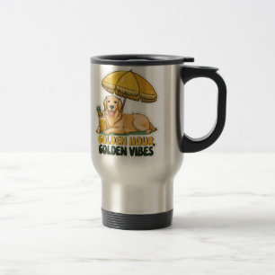 Mug De Voyage Sticker de Dog Beach Golden Retriever avec Pina