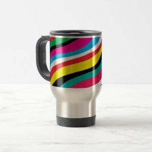 Mug De Voyage Stripes multicouleurs psychédéliques à ondes