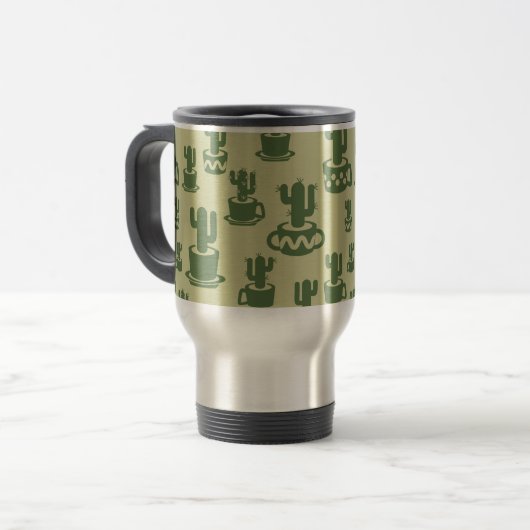 Mug De Voyage Succulent cactus silhouette in cups and pots (Devant gauche)
