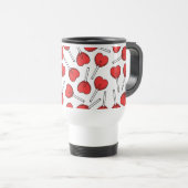 Mug De Voyage Sucettes rouges, sucettes en forme de cœur, motif (Devant droit)