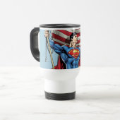 Mug De Voyage Superman tenant le drapeau américain (Devant gauche)