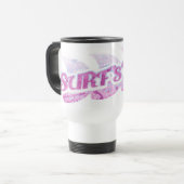 Mug de voyage "Surf's Up" surfeurs rose et violet (Devant gauche)