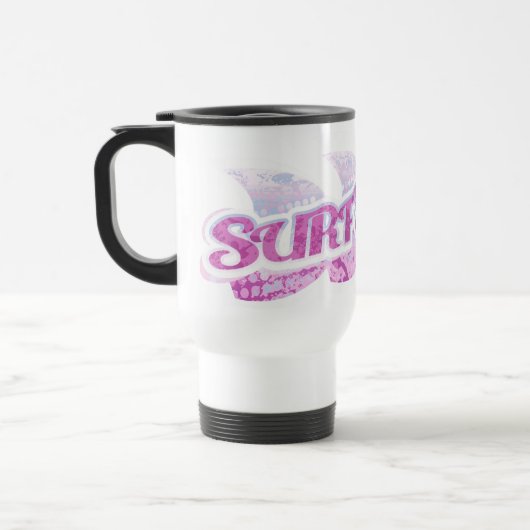 Mug de voyage "Surf's Up" surfeurs rose et violet (Gauche)