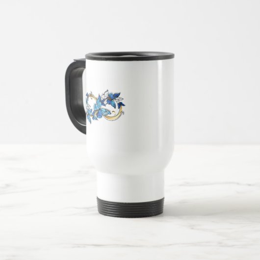 Mug De Voyage Symbol Infinity of Blue Morpho Butterflies (Devant gauche)