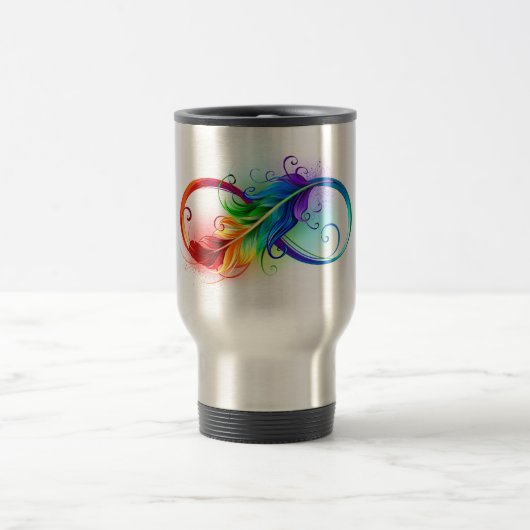 Mug De Voyage Symbole d'infini avec plume arc-en-ciel (Centre)