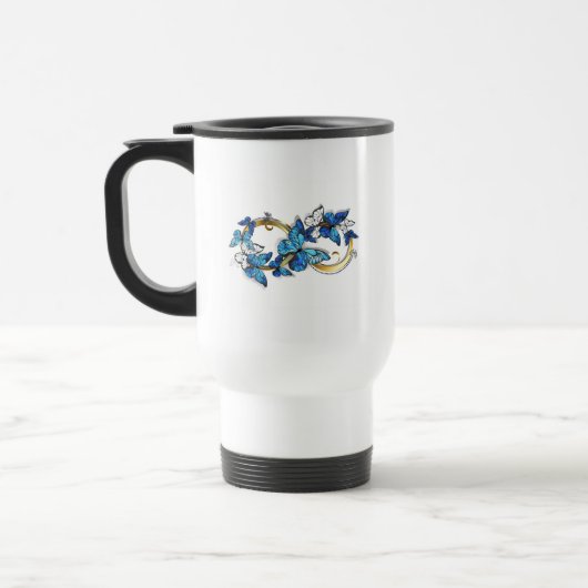 Mug De Voyage Symbole infini de papillons Morpho bleus (Gauche)
