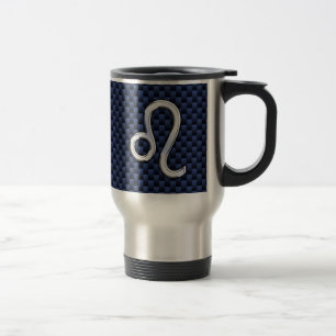 Mug De Voyage Symbole Zodiac Leo Argent Marine Fibre de carbone 