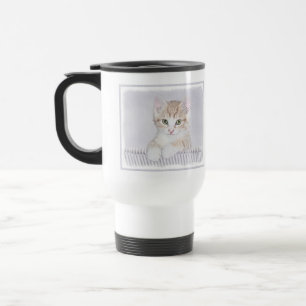 Mug De Voyage Tabby Orange Kitten Peinture - Art Chat original