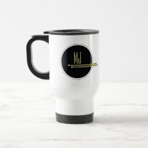Mug De Voyage Tambours Cool moderne noir et blanc Monogramme