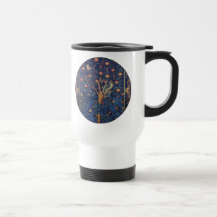 Mug De Voyage Tapisserie Pic-vert de William Morris modèle bleu