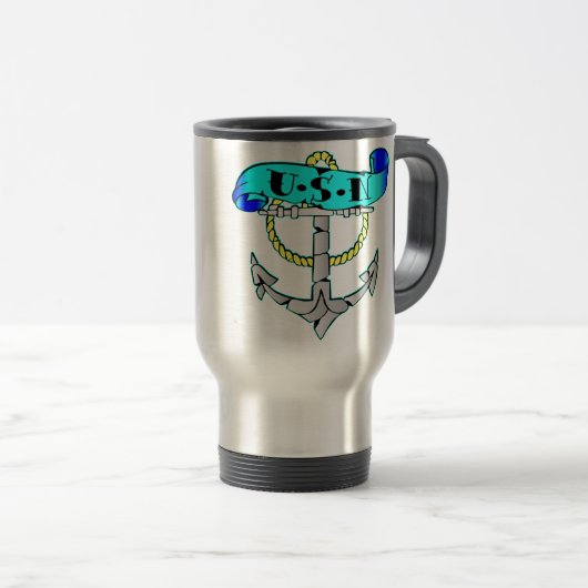 Mug De Voyage tatouage Ancre USN (Devant droit)
