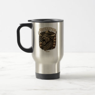 Mug De Voyage Taureau Longhorn mugissant Drapeau américain weste