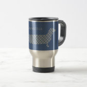 Mug De Voyage Teckel de plaid sur le bleu (Devant droit)