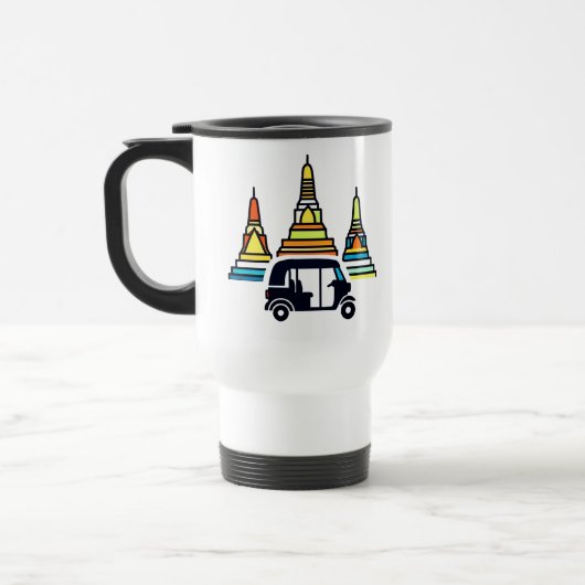 Mug De Voyage Temples thaïlandais et tuk tuks (Gauche)