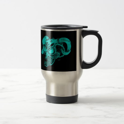 Mug De Voyage Tête de diable crâne noir et vert (Droit)
