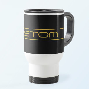Mug De Voyage Texte doré moderne et élégant & bandes de lignes