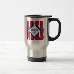 Mug De Voyage Texte du drapeau de l'État de l'Arkansas