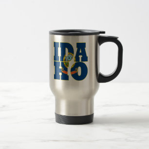 Mug De Voyage Texte du drapeau de l'état Idaho